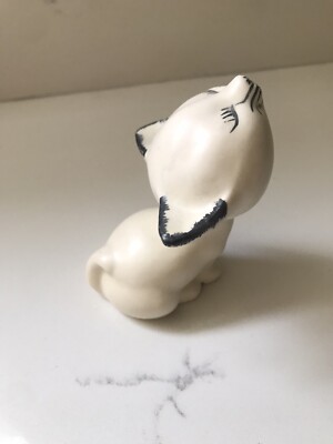 VTG Ceramic Happy Smiling Cat Figurine 4'' Handpainted Details Sweet!