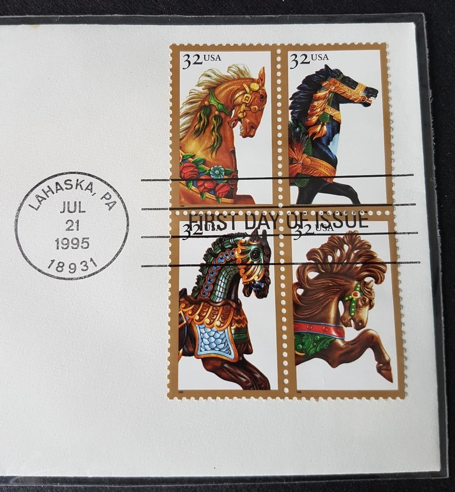 USA 1995 Carousel Horse Stamp FDC lot C (official issue)mild toned 美国木马首日封(轻微斑点) - Image 2 of 3