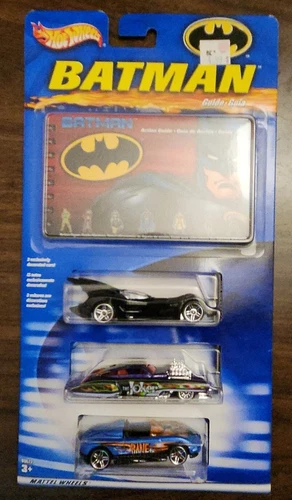 Hot Wheels Batman 3 Car Set With Guide B 0672 NRFP MINT 2003