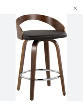 Set of 2 Grotto Upholstered Counter Height Barstools Black Faux Leather