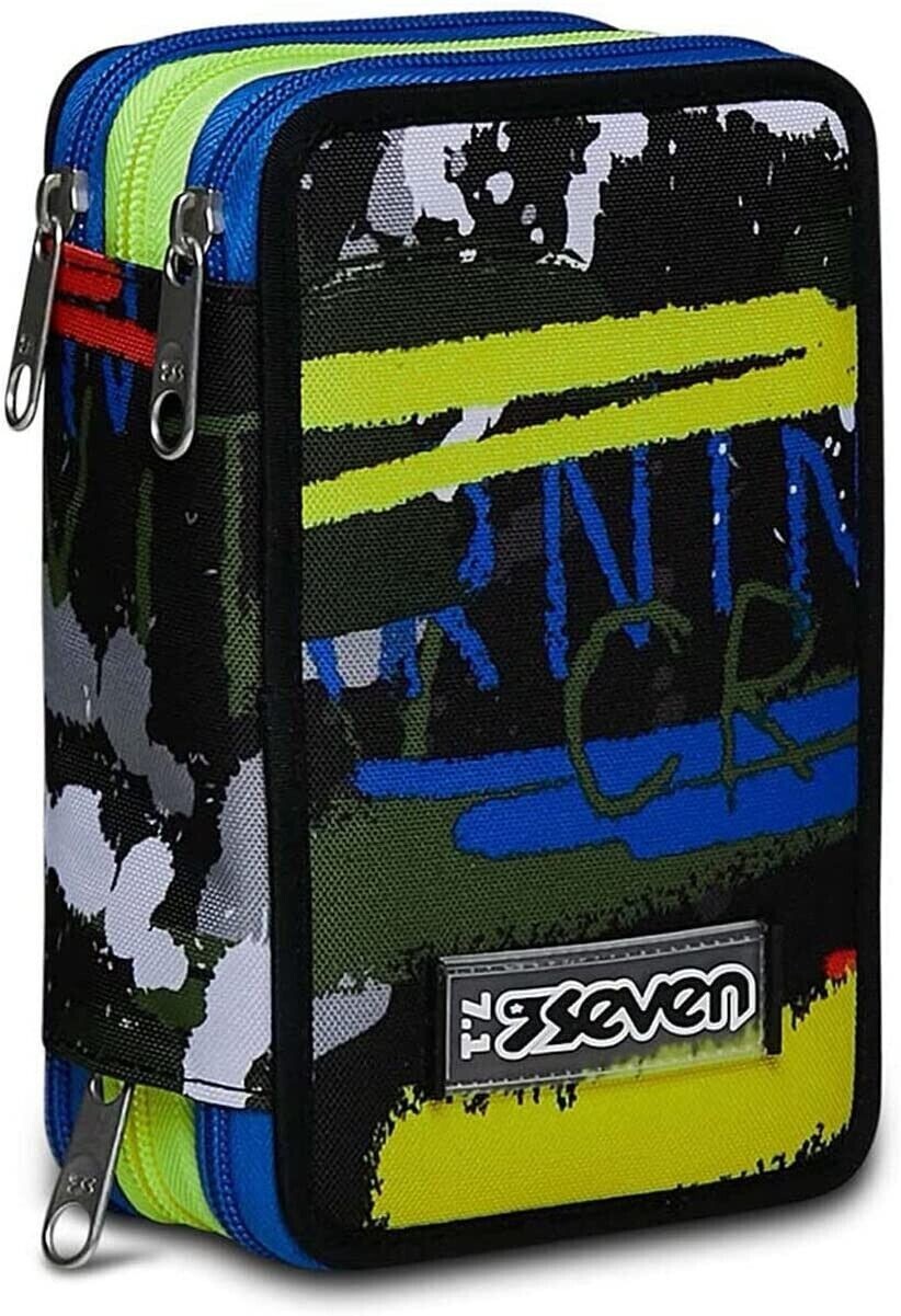 ASTUCCIO 3 ZIP accessoriato SEVEN boy FLUO BELTS - SEVEN scuola 2023/24