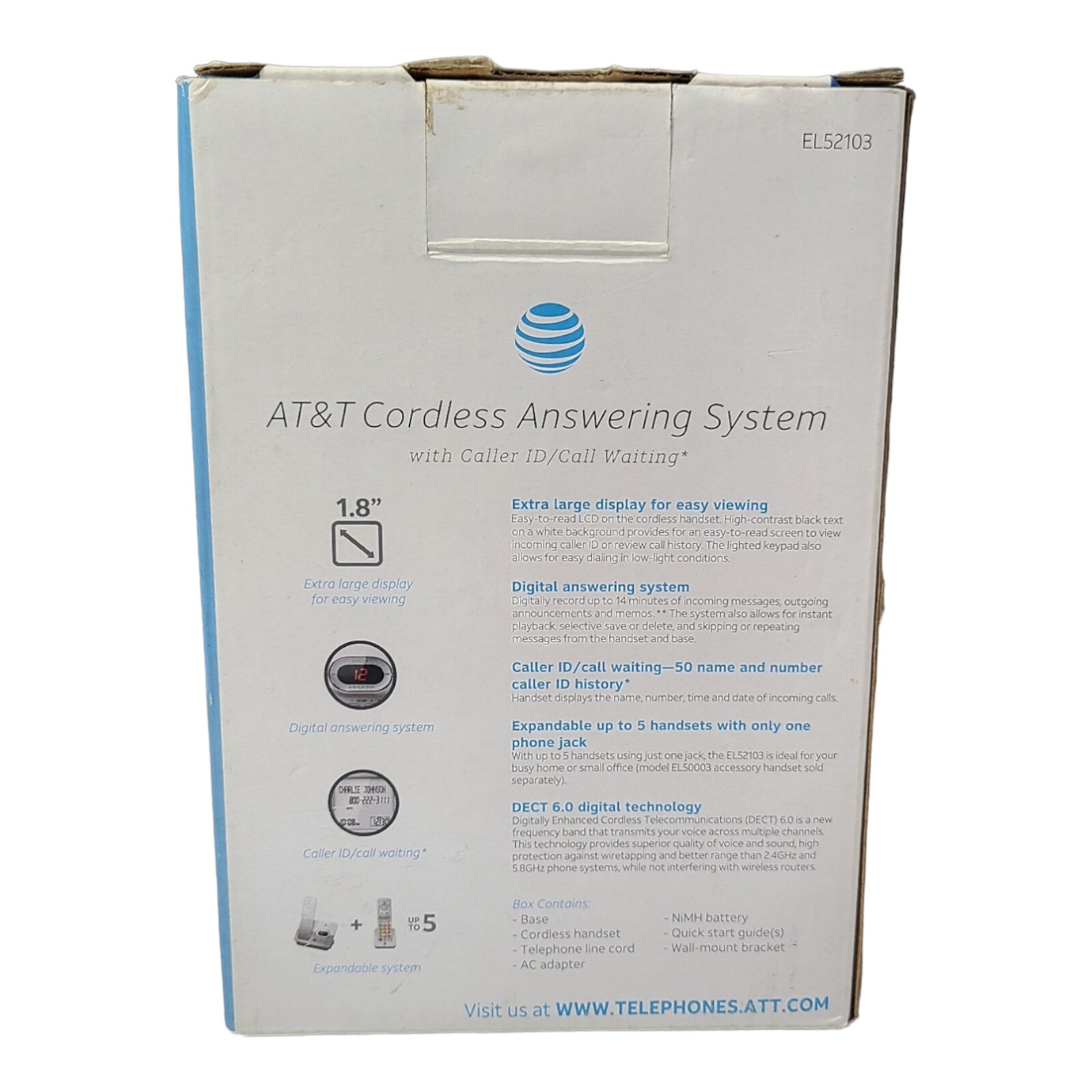 AT&T EL52103 Cordless Phone Digital Answering System w Caller ID and