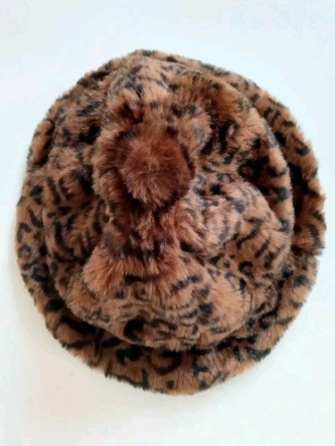 KANGOL FAUX FUR CASUAL WOMENS BUCKET HAT IN LEOPARD PRINT - MEDIUM - RRP: £60+ - Picture 8 of 16