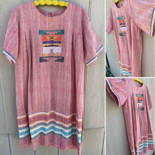 Vintage Peasant Dress Mexican Aztec Guatemala Latin South America Boho Hippie - Picture 2 of 12