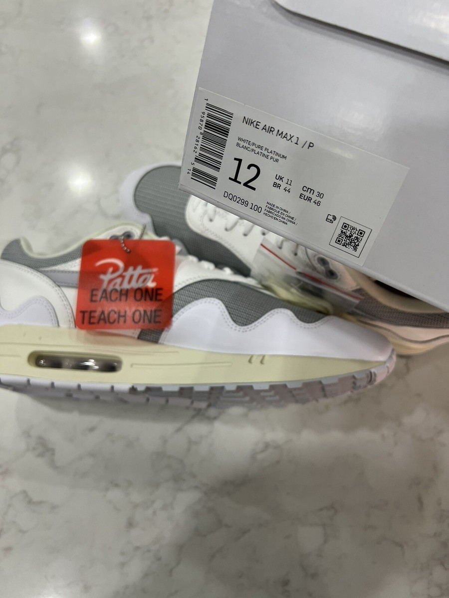 Nike Air Max 1 Patta Waves White - UK11/US12 | eBay