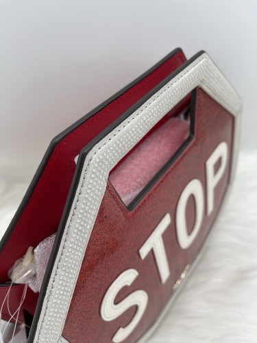 Tracolla nuova con etichette Kate Spade New York Detour glitter vernice pelle 3D stop sign NUOVA - Foto 13 di 22