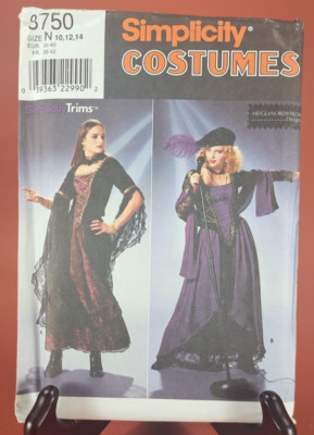 Simplicity Costume 8750 Vampire Goth Dress Gown N 10 12 14 Uncut FF | eBay