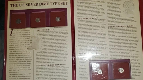 US Silver Dime Type Set 1827 Bust 1875 Seated Liberty 1914 Barber 1942 Mercury..