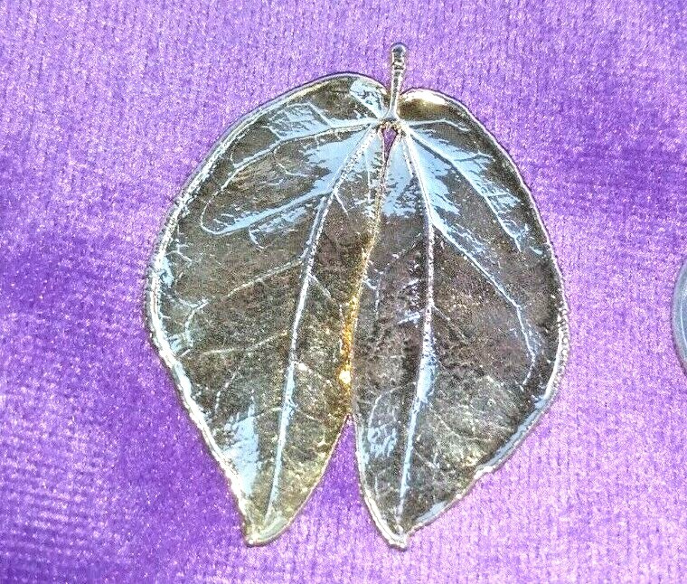 BEAUTIFUL,VINTAGE   REAL 24 KT GOLD DIPPED LEAF P… - image 2
