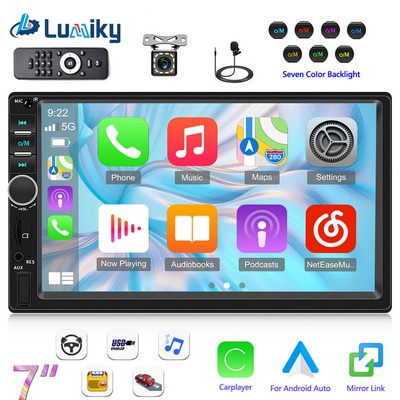 7'' 2DIN Carplay Autoradio Android Auto Bluetooth FM USB Radio Mirror Link Kamera