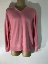 Mens M S Marks spencer Medium Coral Pink Thin Knit Pullover Jumper Sweater Top