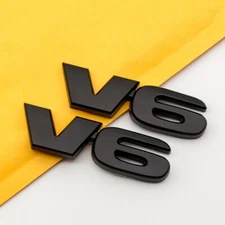 2Pcs Matte Black Metal V6 Logo Car Fender Trunk Engine Emblem 3D Badge Sticker