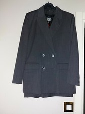 Tailleur donna grigio doppiopetto 100% lana tasmania made in Italy tg 46