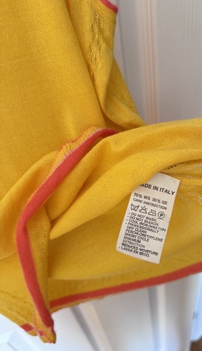 OSCAR DE LA RENTA Excellent Bright Yel Hot Pink Vest Cashmere/Silk ITALY - Picture 8 of 8