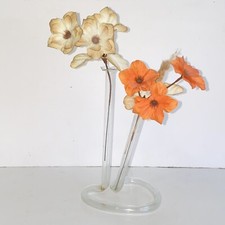 Vintage Heart Shape Delicate Clear Glass Tubular Double Bud Vase
