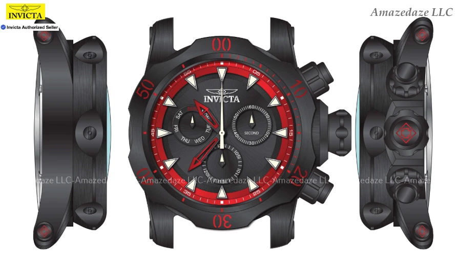 NEW INVICTA BLACK RED DIAL 19 Inches Venom Style Wall Clock