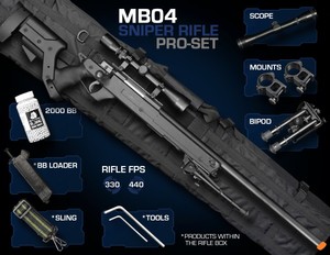 WELL-MB04-Airsoft-SNIPER-RIFLE-SET-PRO-Scope-Mounts-2000-BB-Bipod-Gun-Bag-440FPS