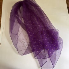 Vintage Sheer Chiffon-like Purple With Gold Scarf 60 X 33