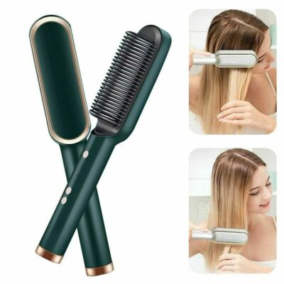 Ionic Hair Straightener Brush Hair Straightening Iron & Curler 2-in-1 Como
