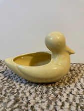 Vintage Yellow Pottery Duck Planter