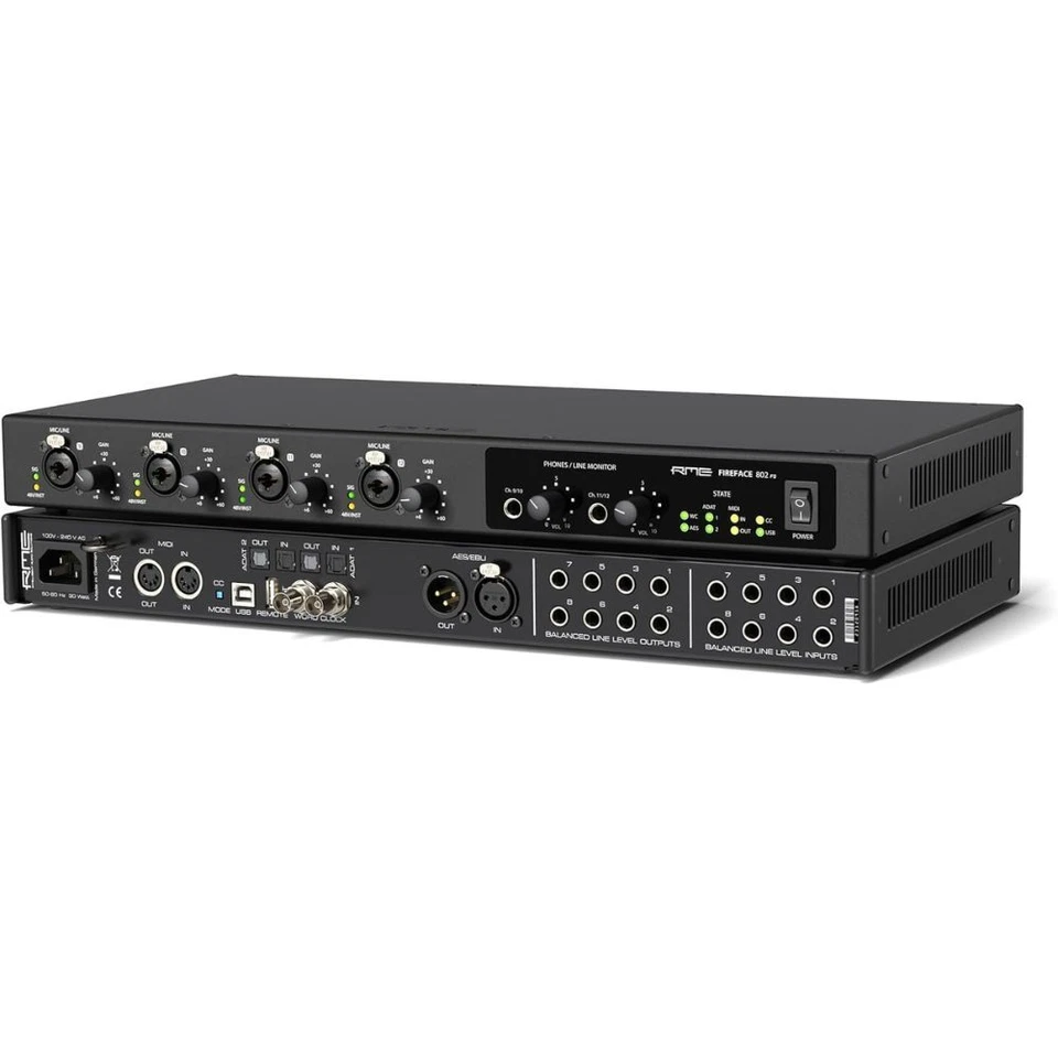 RME Fireface 802 FS AE 60-Channel USB-B Audio/MIDI Interface (Black) - Image 2 of 2