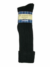 Mens Wool Blend Scottish Highland Wear Black Kilt Hose Socks UK Size: 6-11