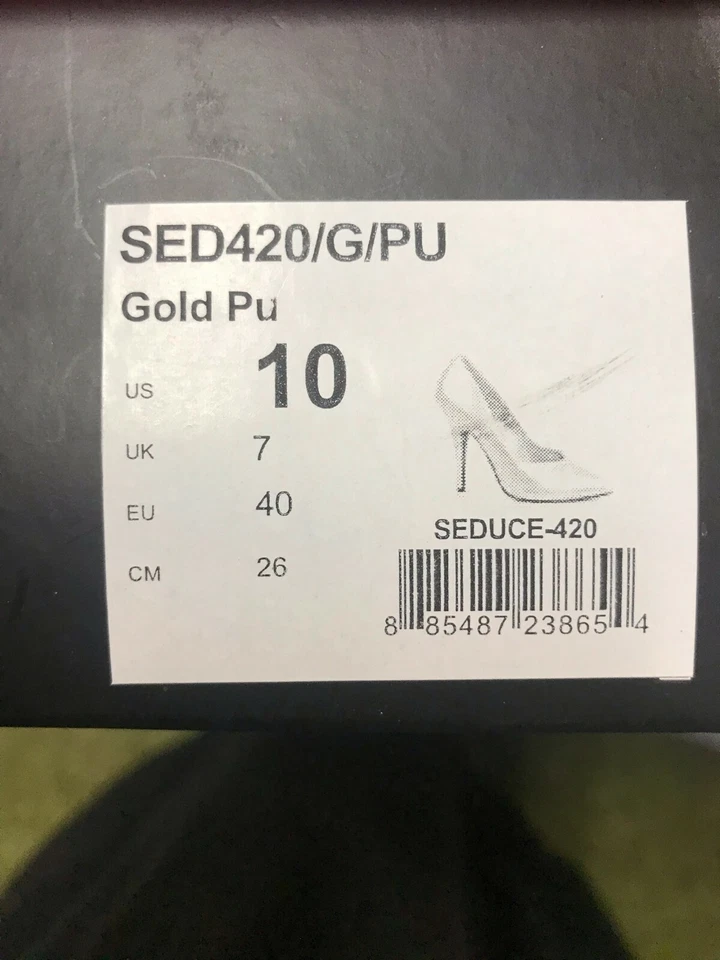 Zapatos de tacón para hombre talla 8 UNISEX mujer 10 Pleaser USA SEDUCE-420 DORADO 4" OFERTA    Foto 2 de 4