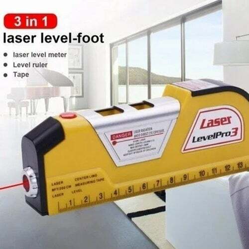 Laser Level Horizontal Vertical Line Measure Measuring Tape Ruler Meter Tool