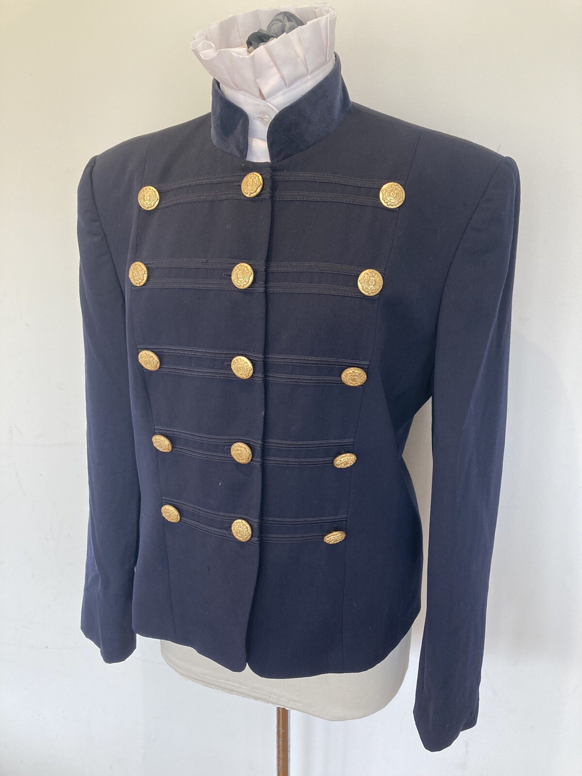 Ladies Navy Wool Military Style Lead Rein Jacket Size 14 eBay