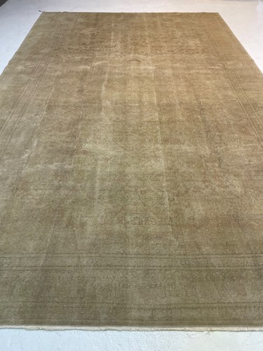 Antique Oriental Hand-Knotted Wool Area Rug Turkish Oushak Ivory 7'8" x 12'4"