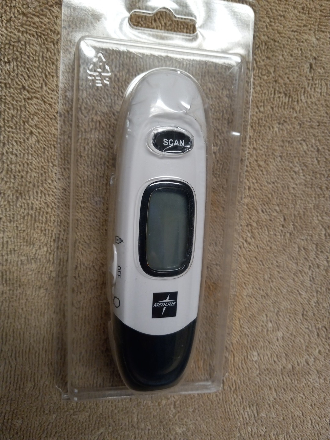Medline No Touch Infrared Forehead Thermometer Black & White Digital Display NEW