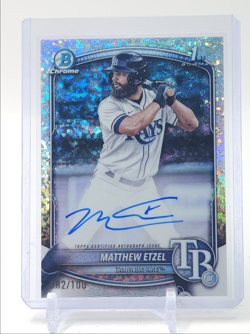 MATTHEW ETZEL 2025 BOWMAN CHROME 1ST MINI DIAMOND REFRACTOR AUTO /100 Q3917