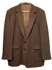 Vtg Imperial By Haggar Herringbone 100 Wool Blazer Men's 46L Fully Lined Vented