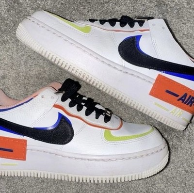 Nike Air Force 1 Low Top Colorblock Sneaker White Black Green Orange Blue