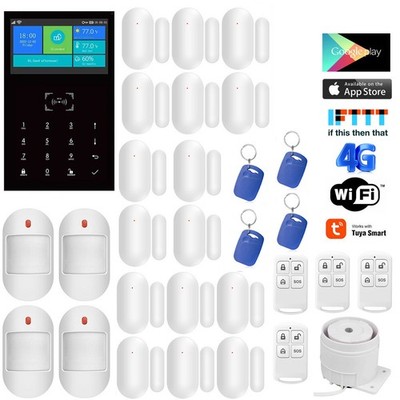 L32 WiFi+4G Sim Wireless Kits Home Security Alarm System+Alexa+Tuya APP Easy Set