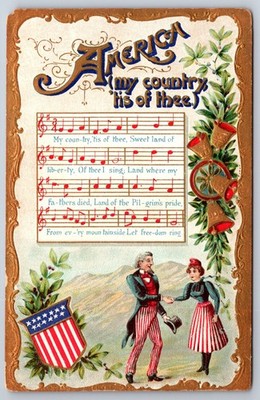 Patriotic~ America ~Music~My Country Tis Of Thee~Uncle Sam~Lady Columbia~Gold