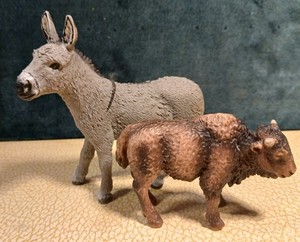 Schleich Buffalo Calf 2004 And Donkey 2014
