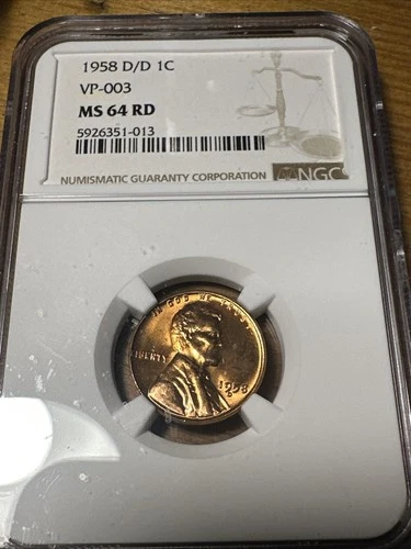 1958 D/D NGC MS 64 RD LINCOLN  WHEAT CENT PENNY VP-003 Rare 🔥