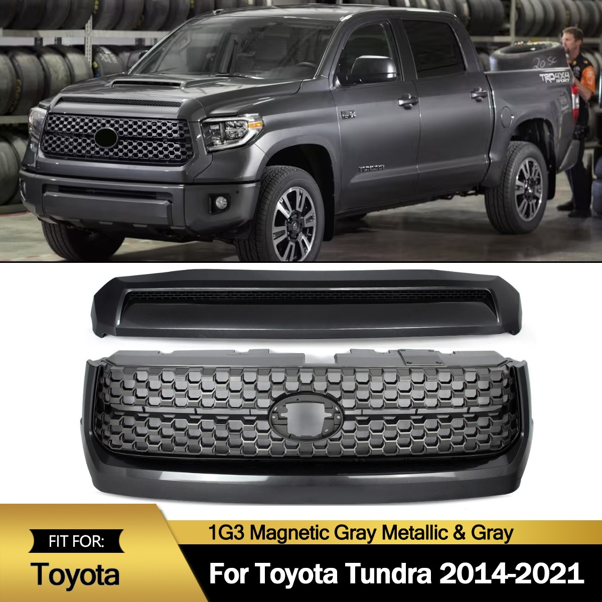 1G3 Magnetic Gray Front Grille Hood Bulge Molding For 2014-2021