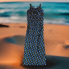 Michael Kors Women’s Sleeveless Maxi Dress Size L Geometric Print Belt Strap
