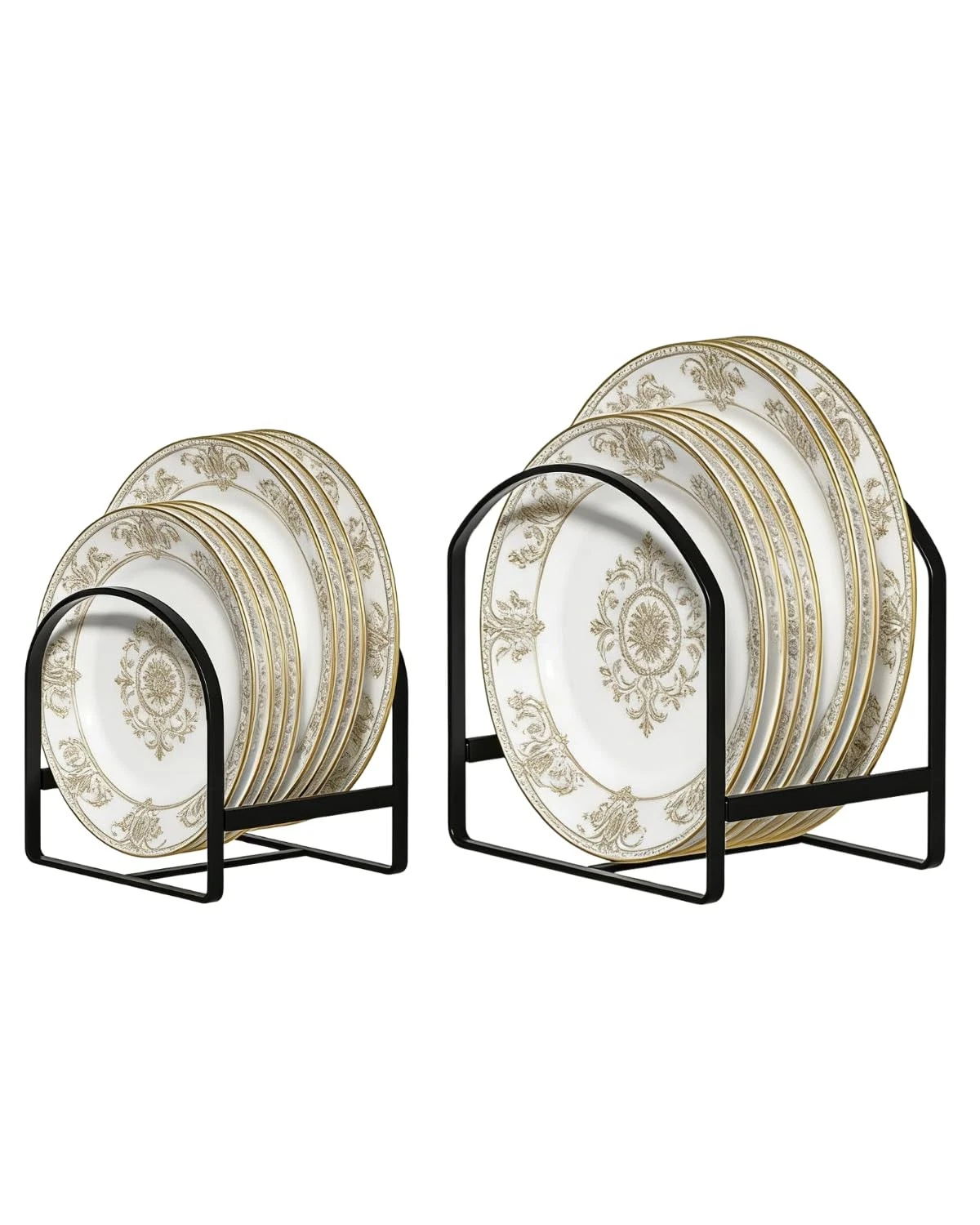 2 Pack Kitchen Plate Holder Organizer for Cabinet Space Saver Dinner Plate St...