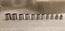 Snap-On 3/8 Drive SAE 11pc Set Lot Chrome 6 point FS081 - FS281 ~ 1/4 - 7/8