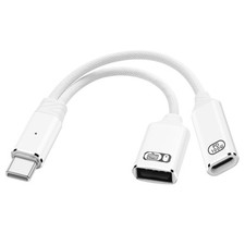 USB C to USB OTG Adapter 1 in 2 Splitter Male to Female 100W PD Cable