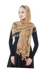 Rose Rectangular Chapel Veil Scarf Catholic Church Veils Mantilla Wrap Beige