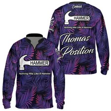 Custom Name Hammer Purple Jungle Bowling Jersey Gifts Size S-5XL