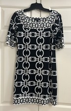 Alfani Black White Chain Shift Dress Sz S