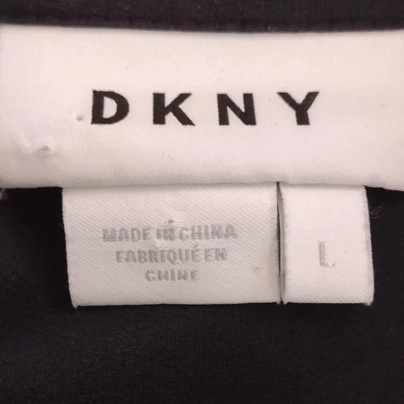 Camisa de vestir para mujer DKNY negra de seda carbón talla (L) Foto 3 de 4