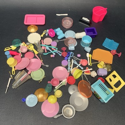 Barbie & Friends Doll Accessories Kitchen Items Lot Plates Cups Utensils Food 
