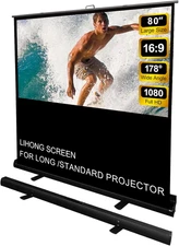 Floor Rising Projector Screen Indoor & Outdoor 16:9 HD Portable Matte White Proj