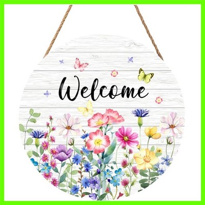 Summer Wildflowers Welcome Sign for Front Door Spring Summer Decorations Welc...